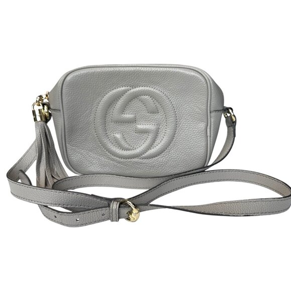 Gucci Soho Disco Pebble Gray Leather Small Crossbody Bag - Picture 1 of 16
